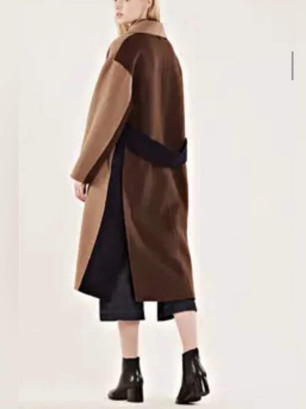 Rudsak color-block wool trench coat brown women's size XS